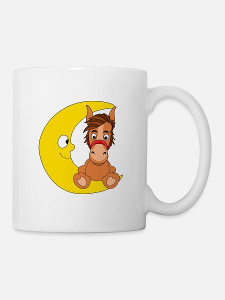 MOND - PFERD - PONY - TIER - KINDER - BABYS - Tasse - Weiß