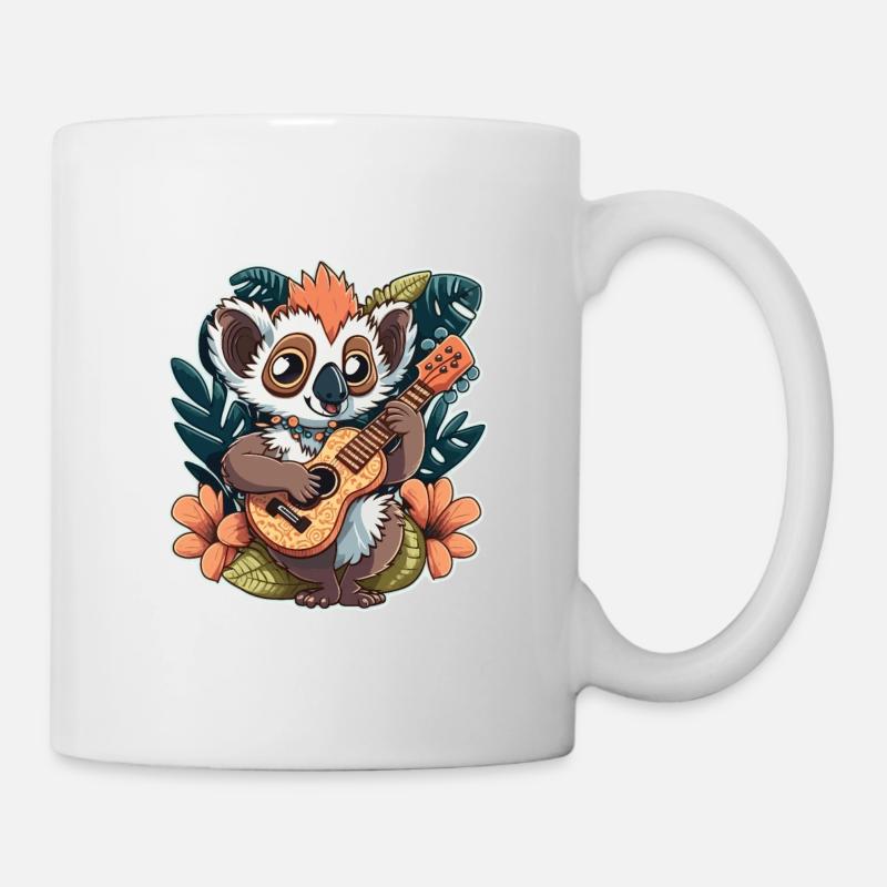 Ukuléléliste lémurien - Mug blanc - blanc