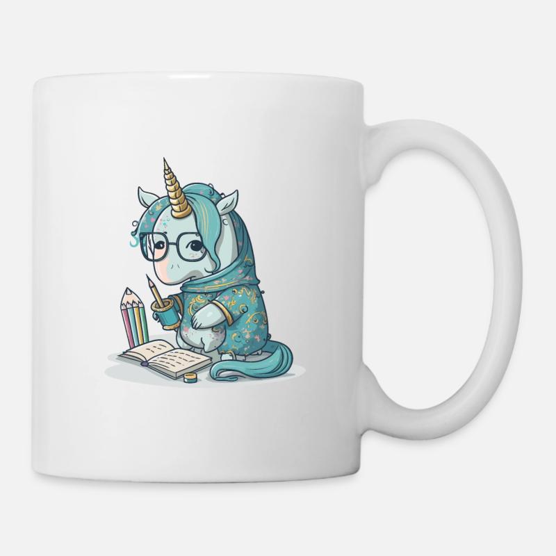 Einhorn-Kalligraph - Tasse - Weiß