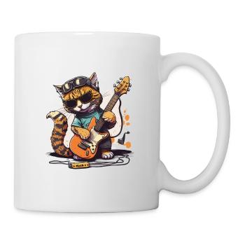 Gitarre Katze - Tasse - Weiß - Rechts