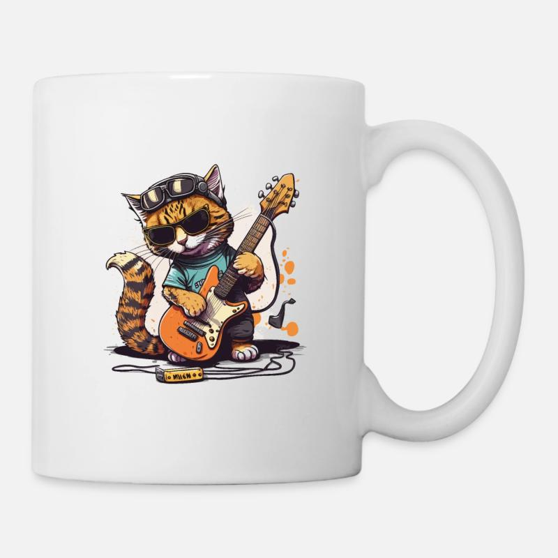 Chat guitare - Mug blanc - blanc