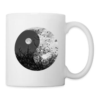 Yin and Yang of Moon and Sun in Black and White - Mug - white - Right