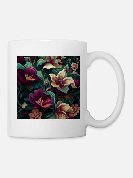 Botanicals Blumenmuster - Tasse - Weiß