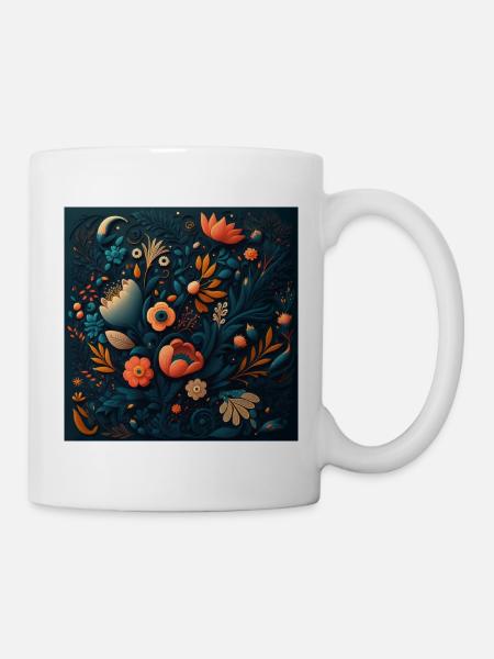 Botanicals Blumenmuster - Tasse - Weiß