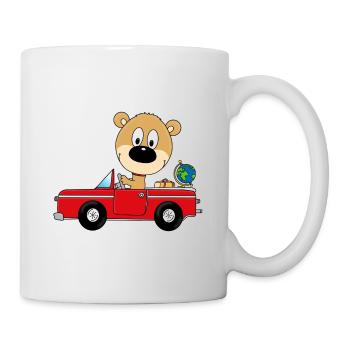 TEDDYBÄR - AUTO - REISE - URLAUB - FERIEN - Tasse - Weiß - Rechts