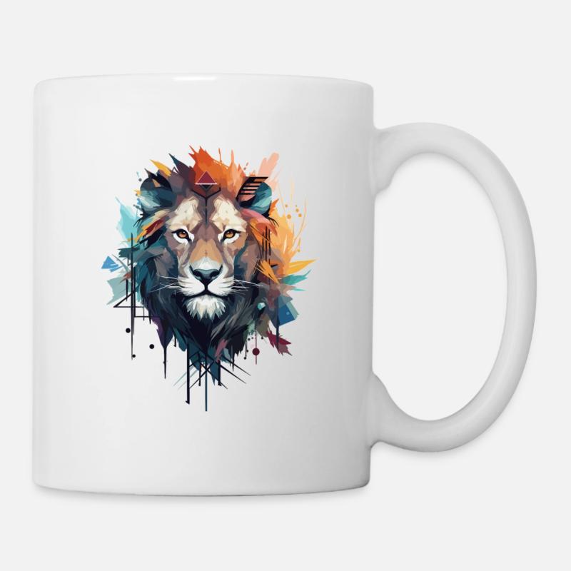 Künstlerischer Löwe - Tasse - Weiß