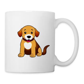 Hund Braun sitzend - Tasse - Weiß - Rechts