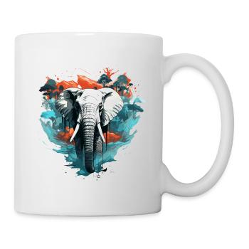 Künstlerischer Elefant - Tasse - Weiß - Rechts
