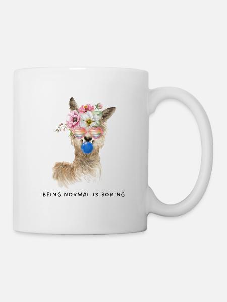 normal is boring Lama - Tasse - Weiß
