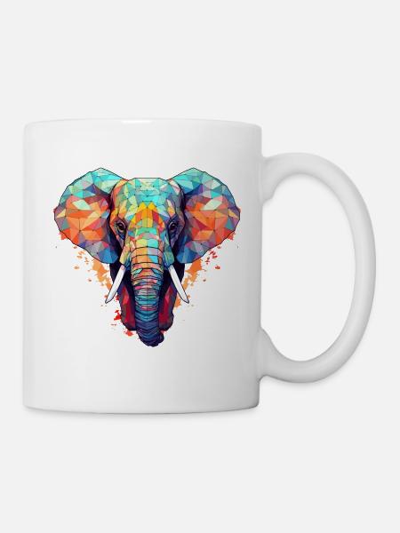 Colorful Origami Elephant | Elephant lovers - Mug - white