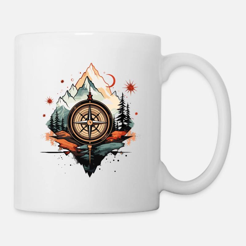 Kompass Berge - Tasse - Weiß