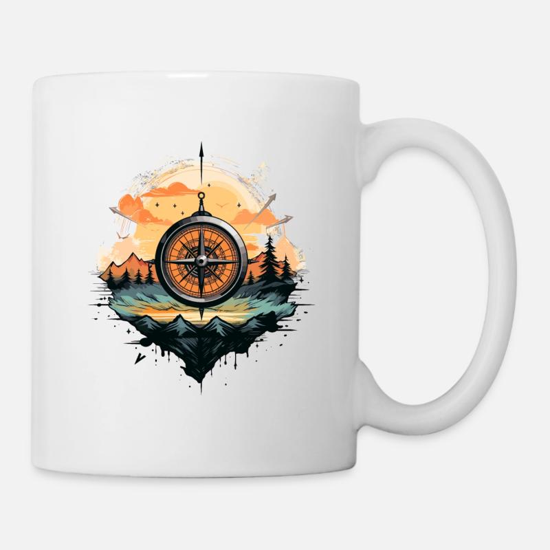 Kompass Landschaft - Tasse - Weiß