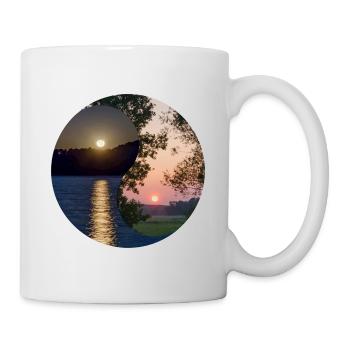 Yin and Yang of the moon and sunrise - Mug - white - Right