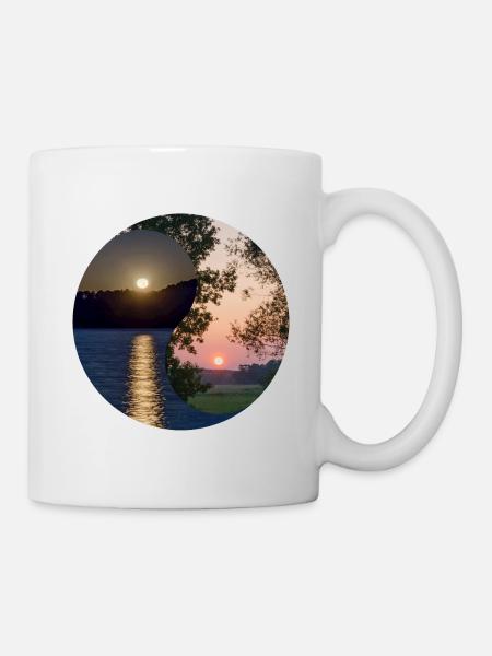 Yin et Yang de la lune et du lever du soleil - Mug blanc - blanc