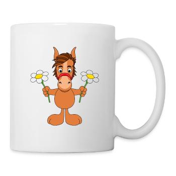 BLUMEN - PFERD - PONY - Tasse - Weiß - Rechts