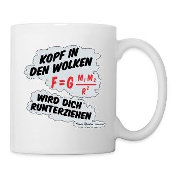 Kopf in den Wolken, ***** wird dich runterziehen. - Tasse - Weiß - Rechts