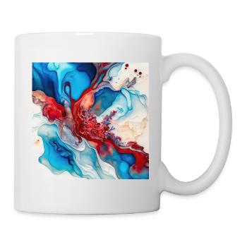 Red White And Blue Paint Swirl Pattern - Mug - white - Right