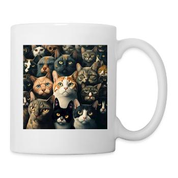 Katzen Muster - Tasse - Weiß - Rechts