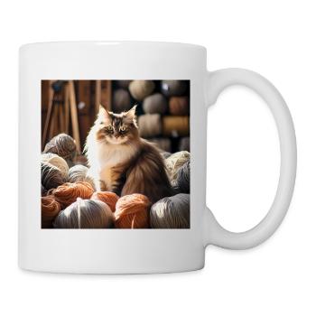 Chat à Yarn Paradise - Mug blanc - blanc - Droite