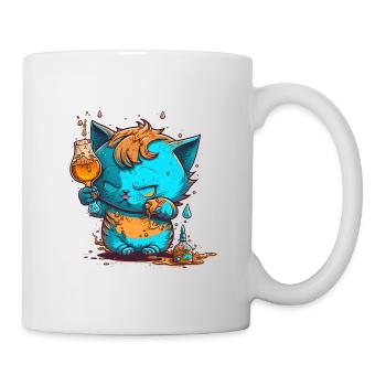 Cute Drunk cat mascot - Tasse - Weiß - Rechts