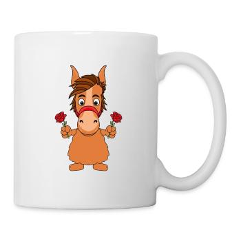 BLUMEN - PFERD - PONY - Tasse - Weiß - Rechts