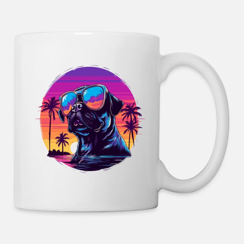 Retro Pug Dog - Tasse - Weiß