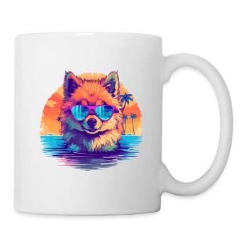 Retro Pomeranian - Tasse - Weiß - Rechts