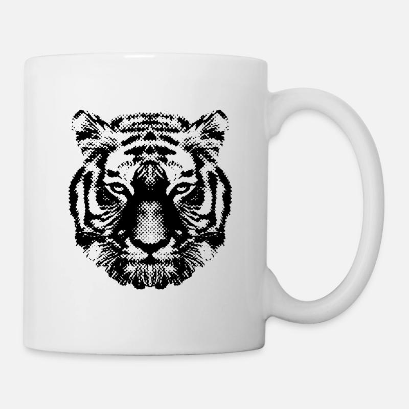 Tiger | Dot Art | black - Tasse - Weiß
