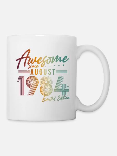 August 1984 Vintage Jahrgang Geburtstag Retro - Tasse - Weiß