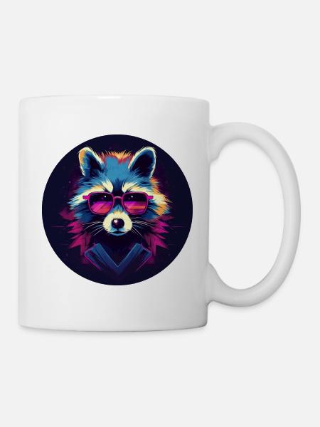 Synthwave Raccoon 2 - Mug blanc - blanc