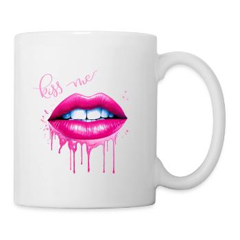 Kiss Me Lippen Kussmund Geschenk - Tasse - Weiß - Rechts