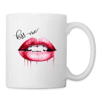 Kiss Me Lippen Kussmund Geschenk - Tasse - Weiß - Rechts