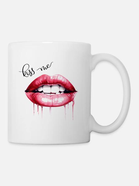 Kiss Me Lips Kissing Mouth Gift - Mug - white