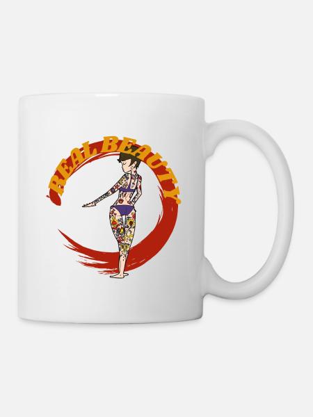 T-shirt tatouage - Real beauty - Mug blanc - blanc