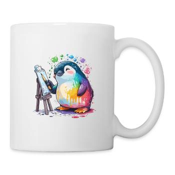 Künstlerischer Pinguin - Tasse - Weiß - Rechts