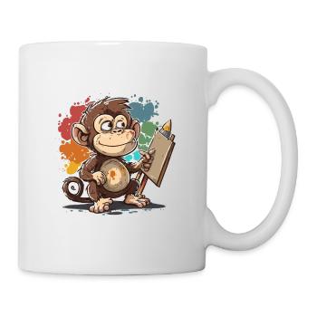 Affen-Künstler - Tasse - Weiß - Rechts