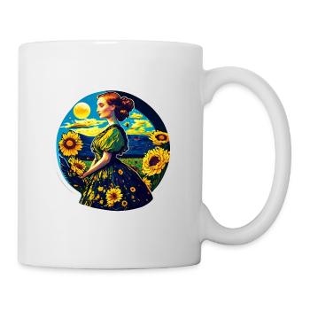 Woman in Sunflower field - Tasse - Weiß - Rechts
