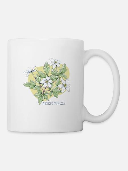 Botanische Zeichnung des Anemonenbaums - Tasse - Weiß