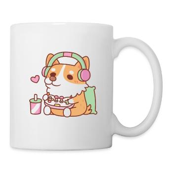 Niedlicher Corgi-Welpenspieler, der Videospiele spielt - Tasse - Weiß - Rechts
