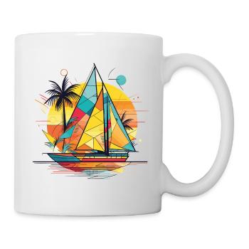Maritime Beauty: Sailboat Colorful Retro Vintage - Mug - white - Right