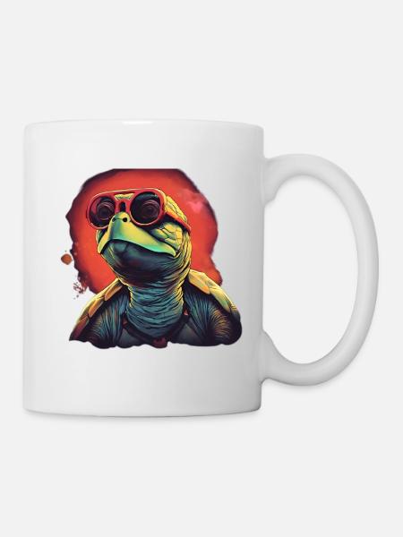 Cool Wasserschildkröte mit Sonnenbrille - Tasse - Weiß