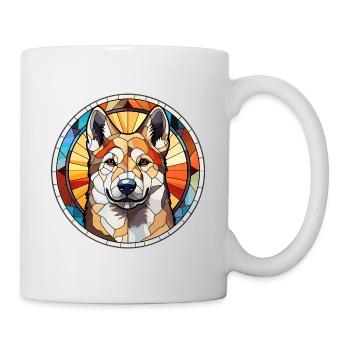 Akita Hunderasse Aquarellglas - Tasse - Weiß - Rechts