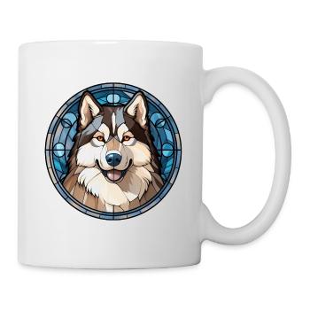 Alaskan Malamute Hunderasse Aquarellglas - Tasse - Weiß - Rechts