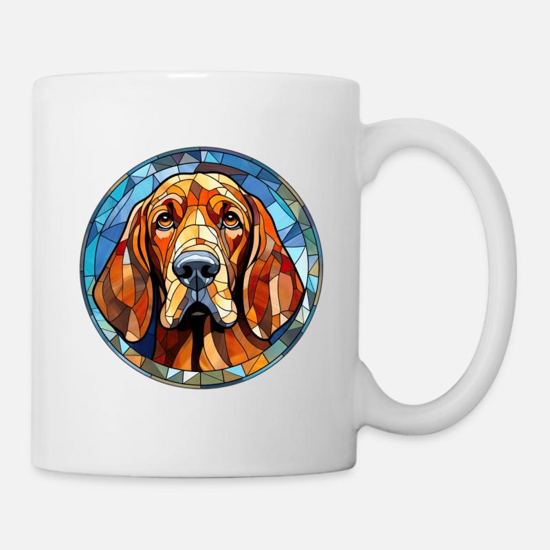 Bluthund Hunderasse Aquarellglas - Tasse - Weiß