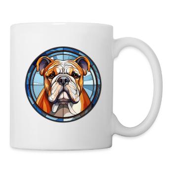 Bulldogge Hunderasse Aquarellglas - Tasse - Weiß - Rechts