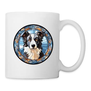 Border Collie Hunderasse Aquarellglas - Tasse - Weiß - Rechts