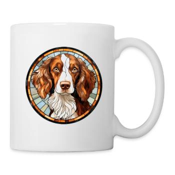 Verre aquarelle de race de chien de Bretagne - Mug blanc - blanc - Droite