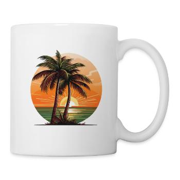 Kokospalmen am Strand vor einem Sonnenuntergang - Tasse - Weiß - Rechts