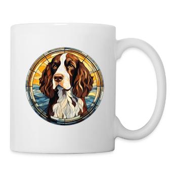 English Springer Spaniel Hunderasse Aquarell Glas - Tasse - Weiß - Rechts