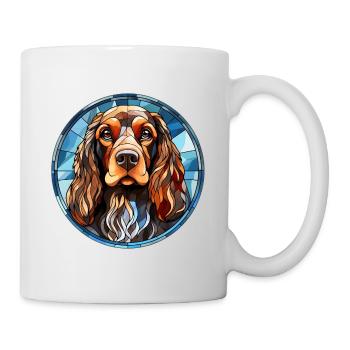 Englischer Cocker Spaniel Hunderasse Aquarellglas - Tasse - Weiß - Rechts